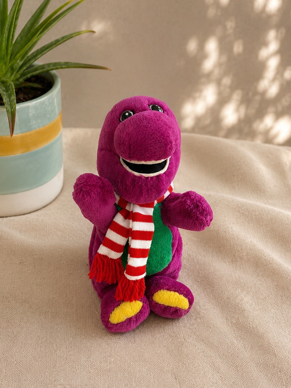 Vintage 1992 Christmas Barney Plush 9”